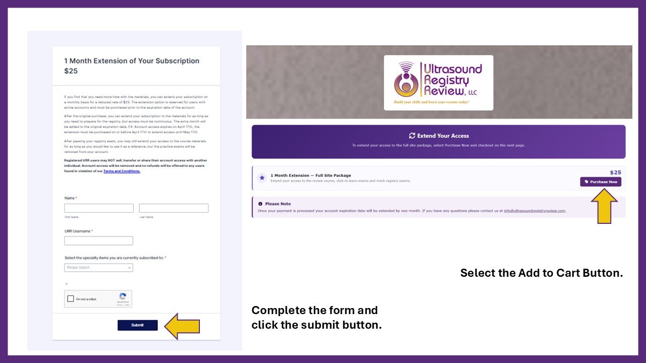 Extending your subscription step 2